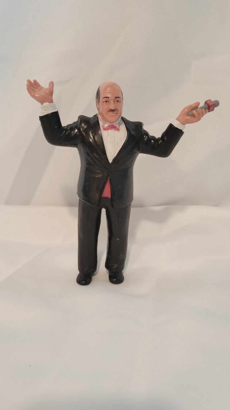 Vintage WWF Mean Gene Okerlund Wrestling Interviewer Action Figure Microphone